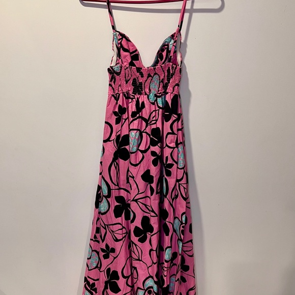 Zara Pink Blue and Black Printed Maxi Poplin Dress size XS - Picture 10 of 10